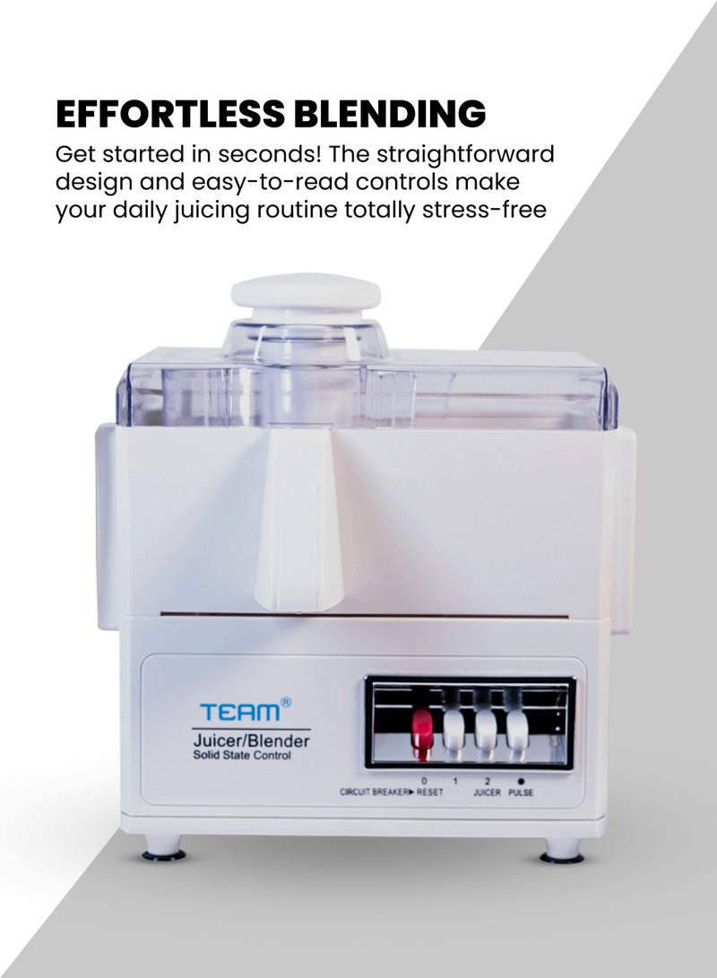 TEAM 4-in-1 Juicer Blender | 600W Powerful Motor | 1.6L Capacity Blender Jar | Stainless Steel Blades & Juice Filter | 2 Speed + Pulse Control | Mincer  & Mill Attachments | Multi-Function Food Processor - Image 3